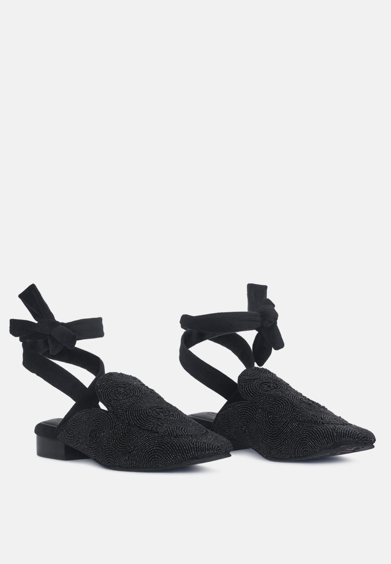  KUBA African Intricate Embroidery Black Mules