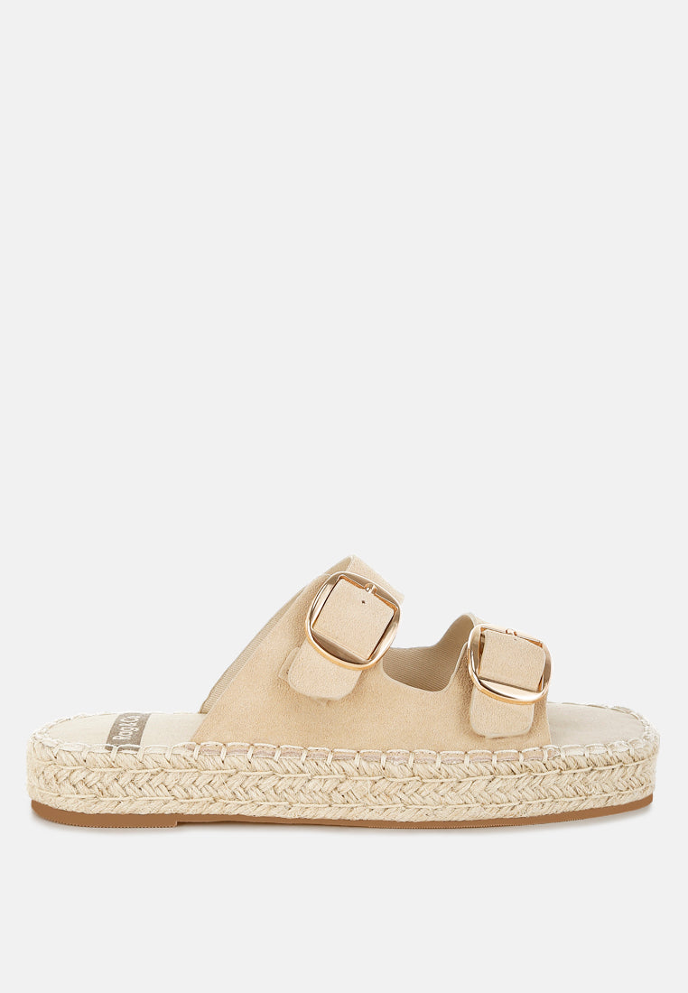  Kuopa Genuine Soft Leather Espadrille Flatform Sandals