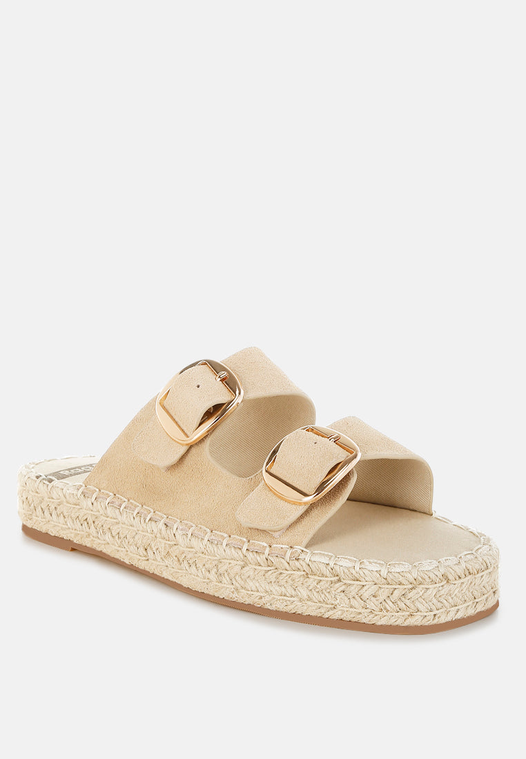  Kuopa Genuine Soft Leather Espadrille Flatform Sandals