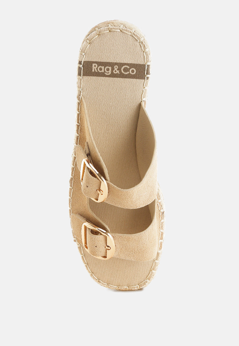  Kuopa Genuine Soft Leather Espadrille Flatform Sandals