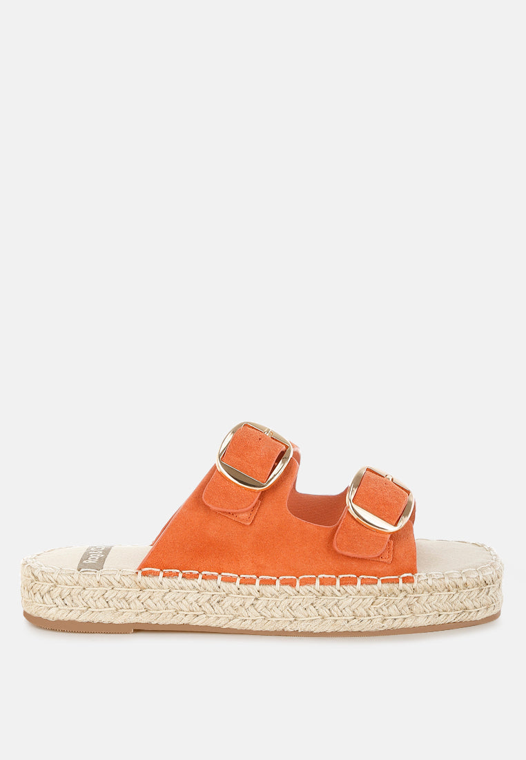  Kuopa Genuine Soft Leather Espadrille Flatform Sandals