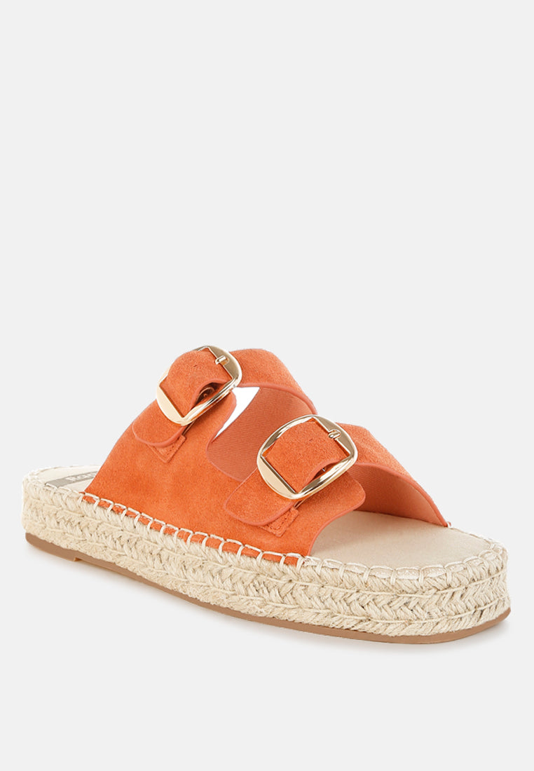  Kuopa Genuine Soft Leather Espadrille Flatform Sandals