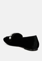  Kyari Velvet Diamante Strap Loafers