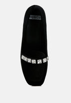  Kyari Velvet Diamante Strap Loafers