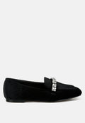  Kyari Velvet Diamante Strap Loafers