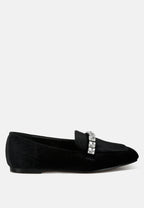  Kyari Velvet Diamante Strap Loafers