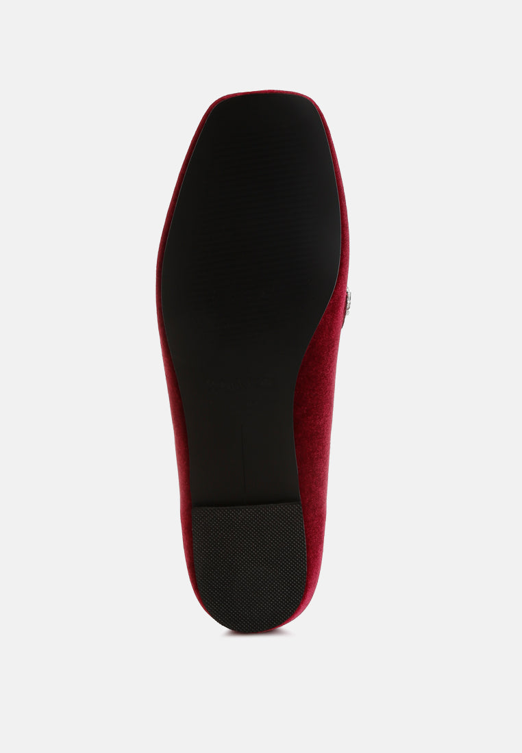  Kyari Velvet Diamante Strap Loafers