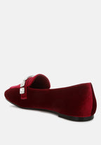  Kyari Velvet Diamante Strap Loafers