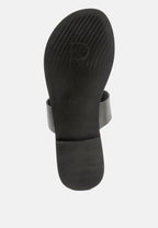  LEONA Black Thong Flat Sandals