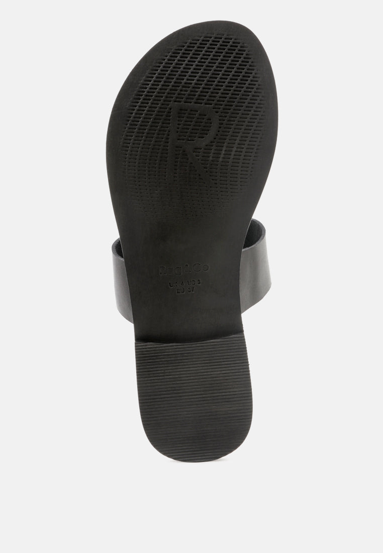  LEONA Black Thong Flat Sandals