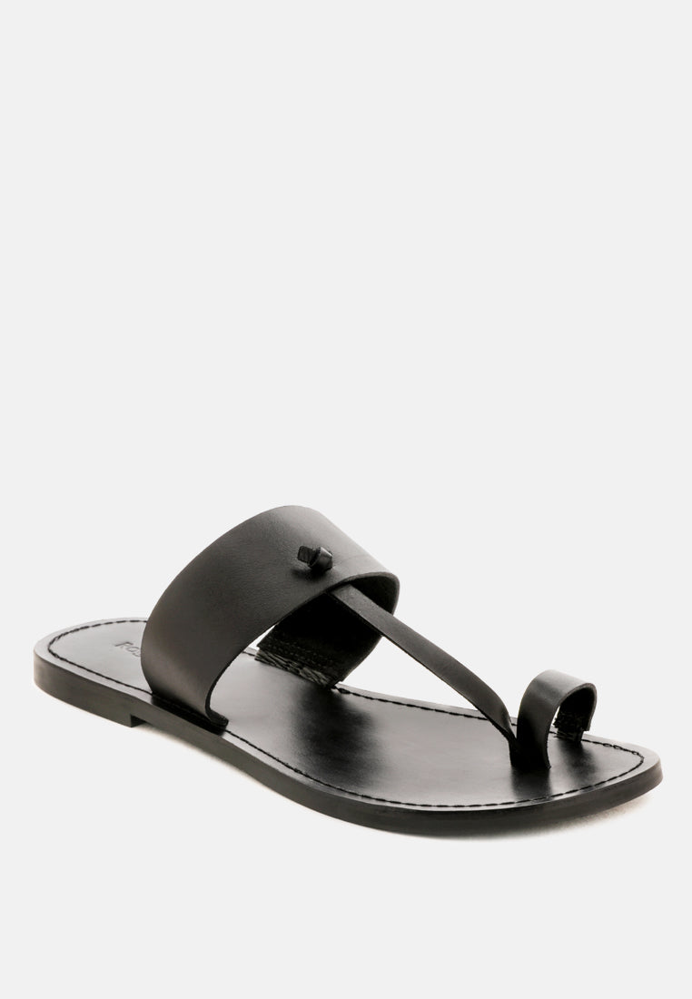  LEONA Black Thong Flat Sandals