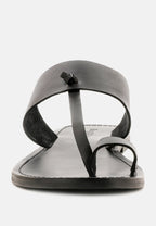  LEONA Black Thong Flat Sandals