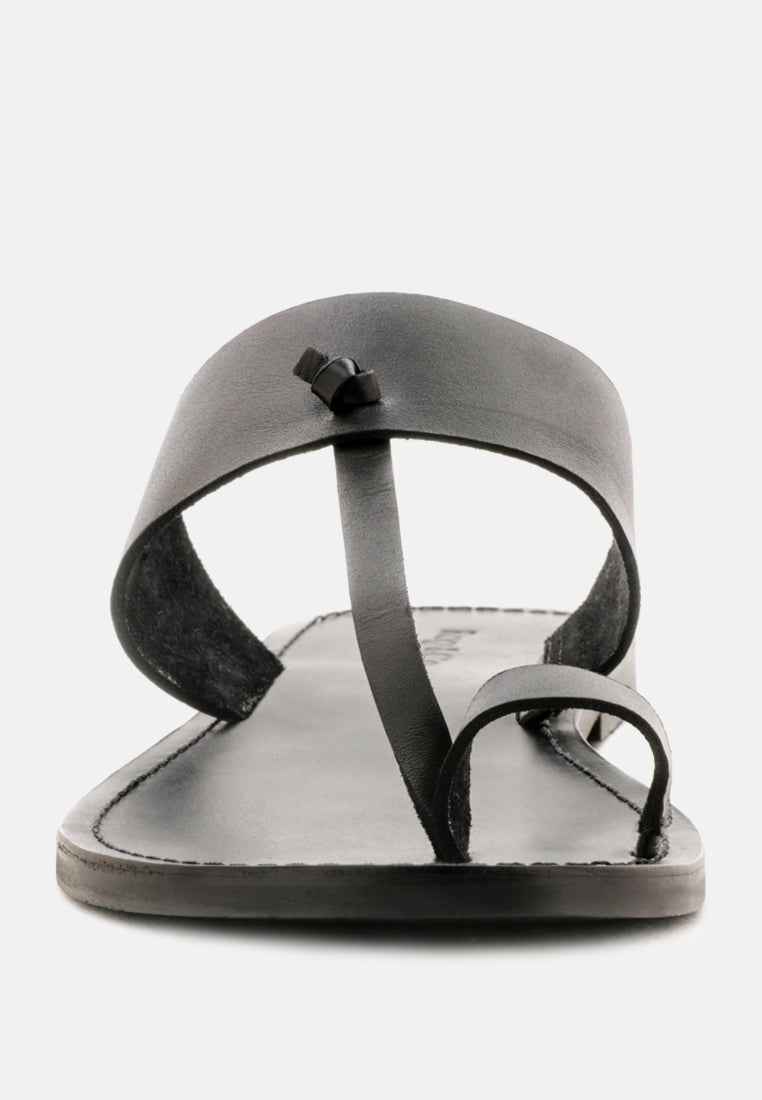  LEONA Black Thong Flat Sandals