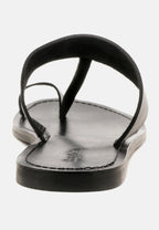  LEONA Black Thong Flat Sandals