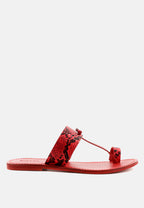  LEONA Snake Print Thong Flat Sandals