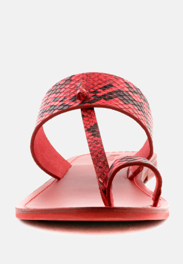  LEONA Snake Print Thong Flat Sandals