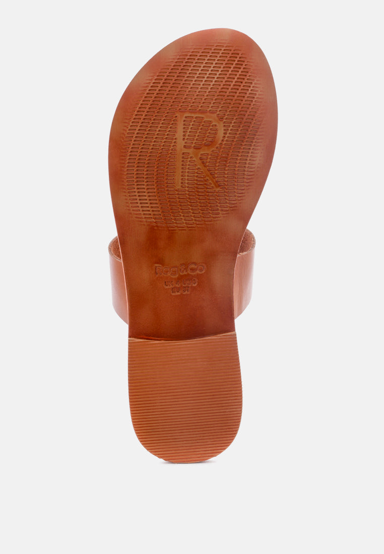  LEONA Tan Thong Flat Sandals