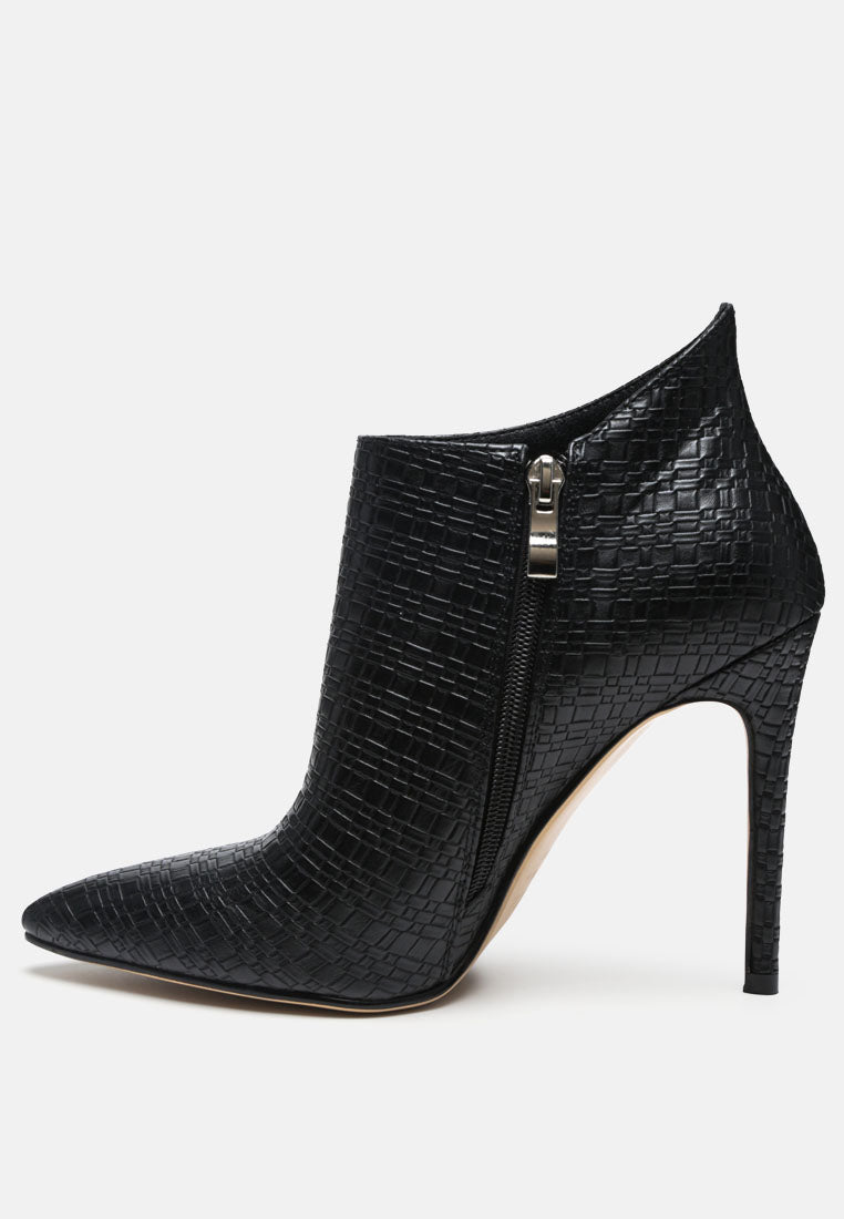  LOLITA Woven Texture Stiletto Boot In Black