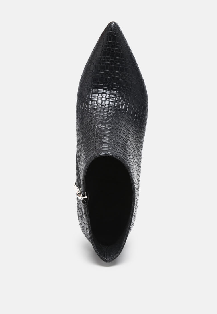  LOLITA Woven Texture Stiletto Boot In Black