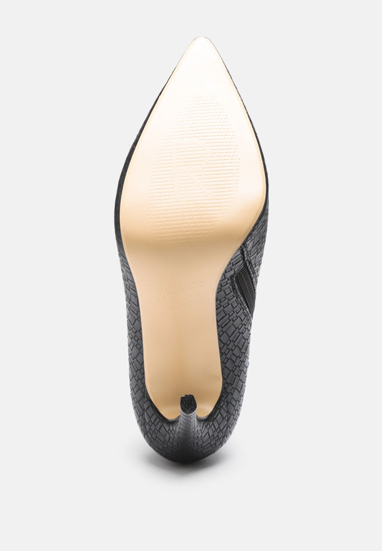  LOLITA Woven Texture Stiletto Boot In Black