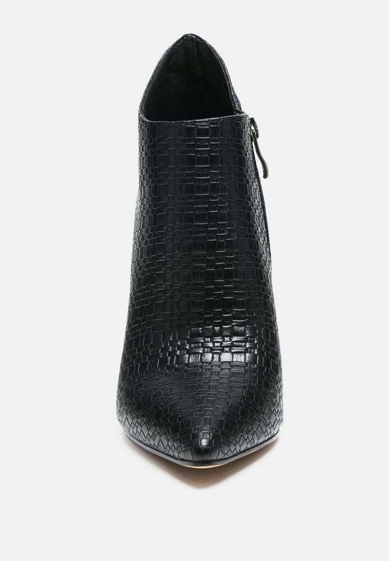 LOLITA Woven Texture Stiletto Boot In Black