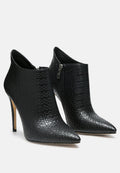  LOLITA Woven Texture Stiletto Boot In Black