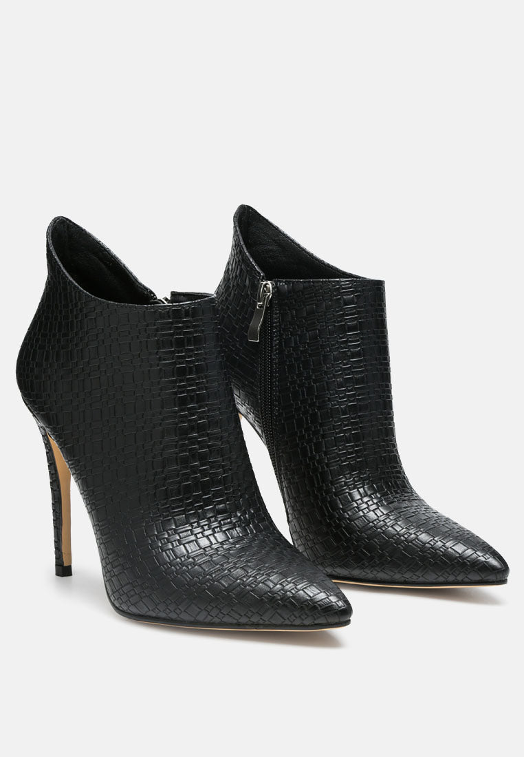  LOLITA Woven Texture Stiletto Boot In Black
