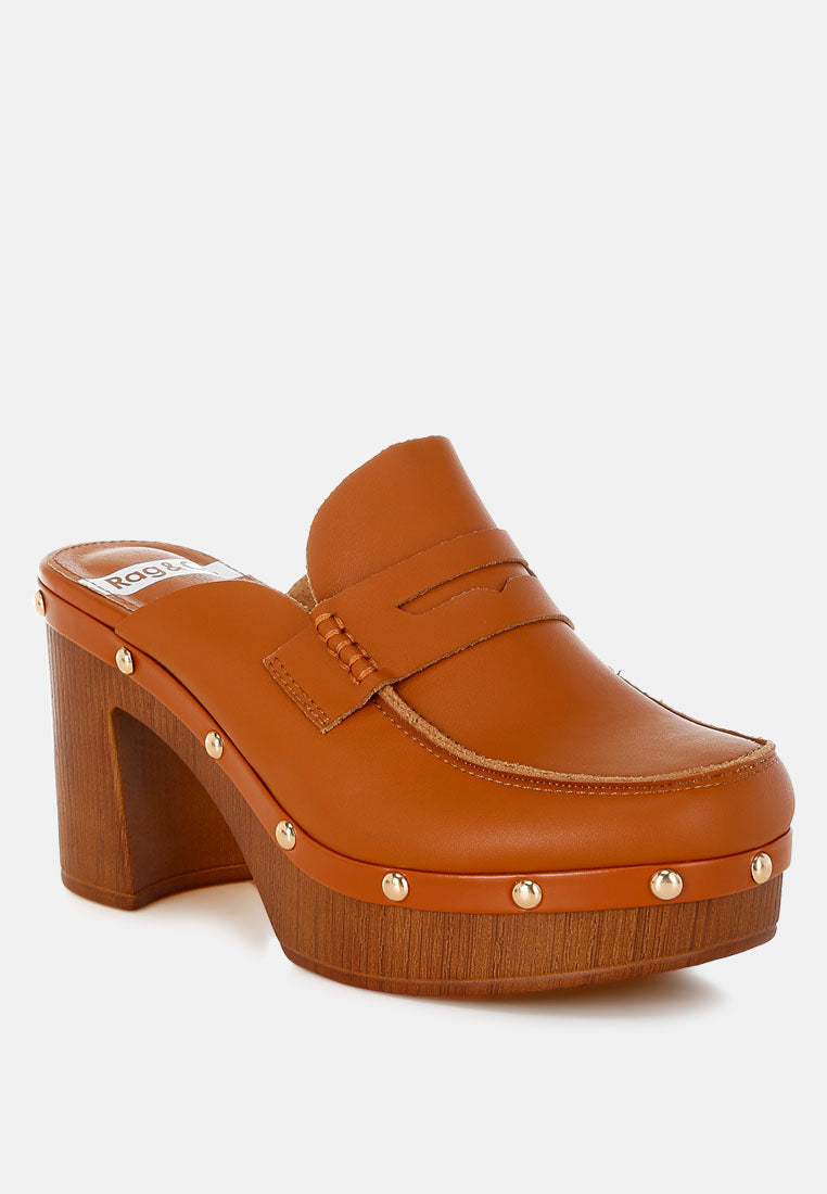  Lyrac Recycled Leather Platform Clogs In White