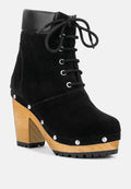  MAAYA Black Handcrafted Collared Suede Boot