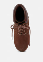  MAAYA Brown Handcrafted Collared Suede Boot