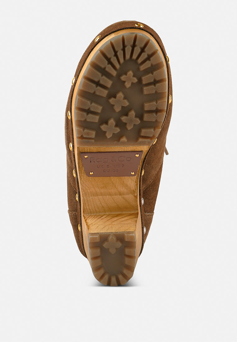 MAAYA Tan Handcrafted Collared Suede Boot