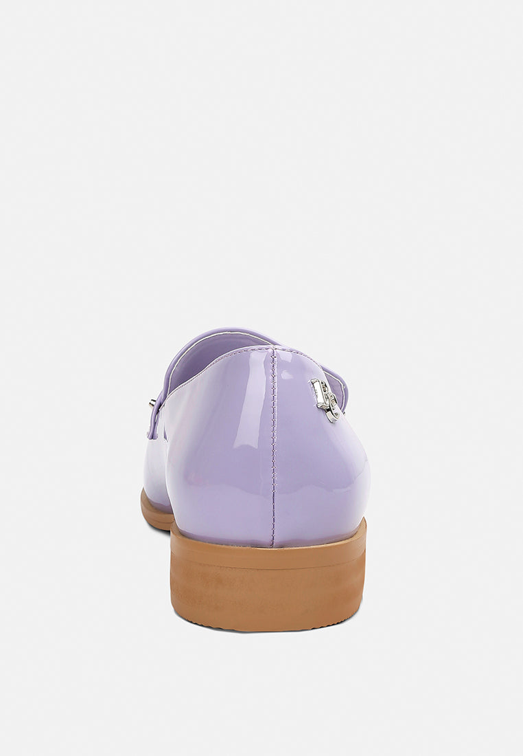  MEANBABE Semicasual Stud Detail Patent Loafers In Lilac