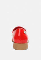  MEANBABE Semicasual Stud Detail Patent Loafers In Red