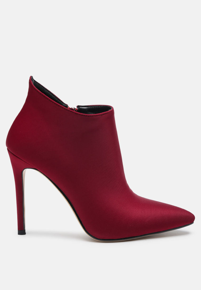  MELBA Pointed Toe Stiletto Boot In Burgundy