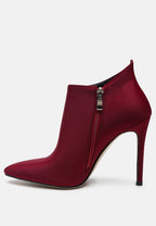  MELBA Pointed Toe Stiletto Boot In Burgundy