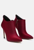  MELBA Pointed Toe Stiletto Boot In Burgundy