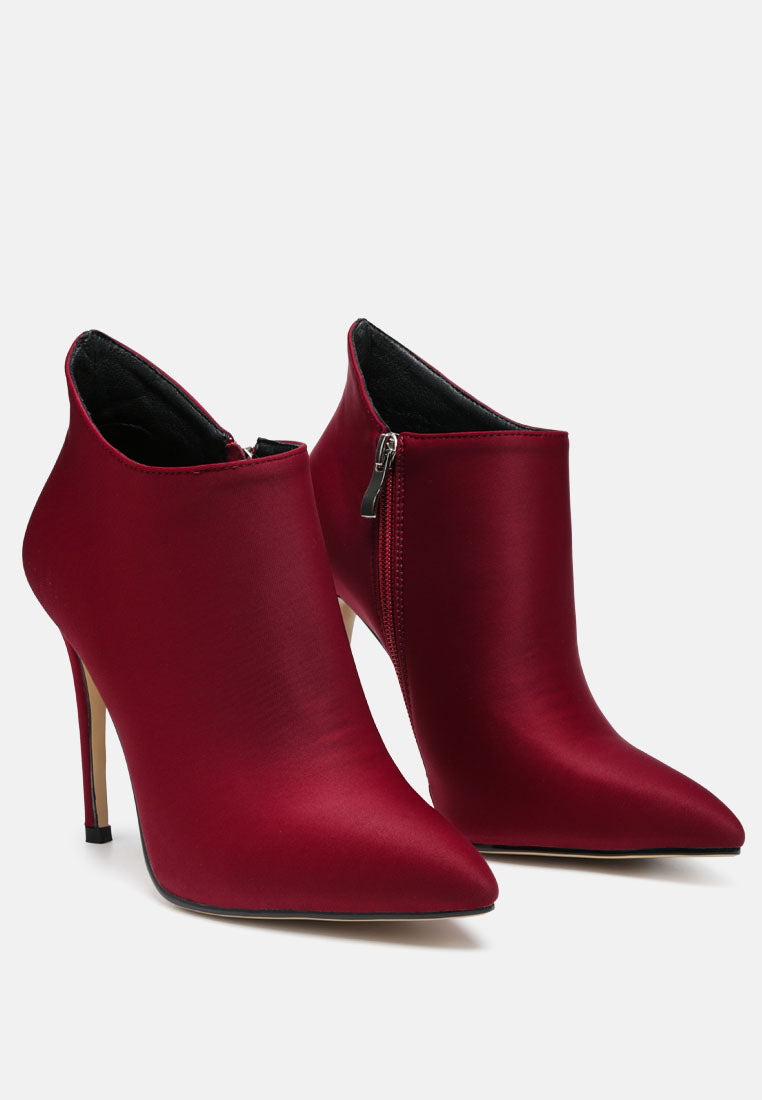  MELBA Pointed Toe Stiletto Boot In Burgundy