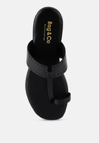  MILA Black Toe Ring Thong Slip Ons