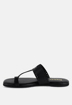  MILA Black Toe Ring Thong Slip Ons