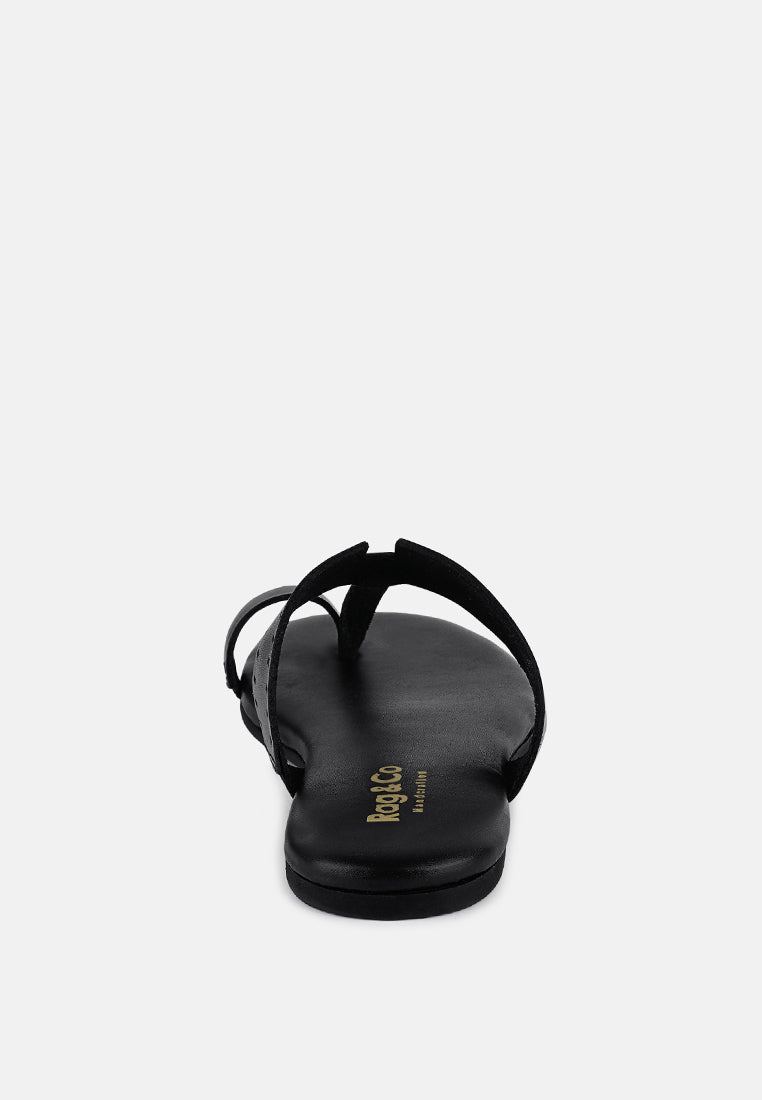  MILA Black Toe Ring Thong Slip Ons