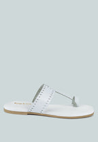  MILA White Toe Ring Thong Slip Ons
