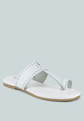  MILA White Toe Ring Thong Slip Ons