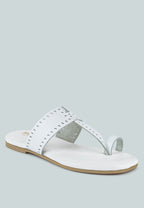  MILA White Toe Ring Thong Slip Ons