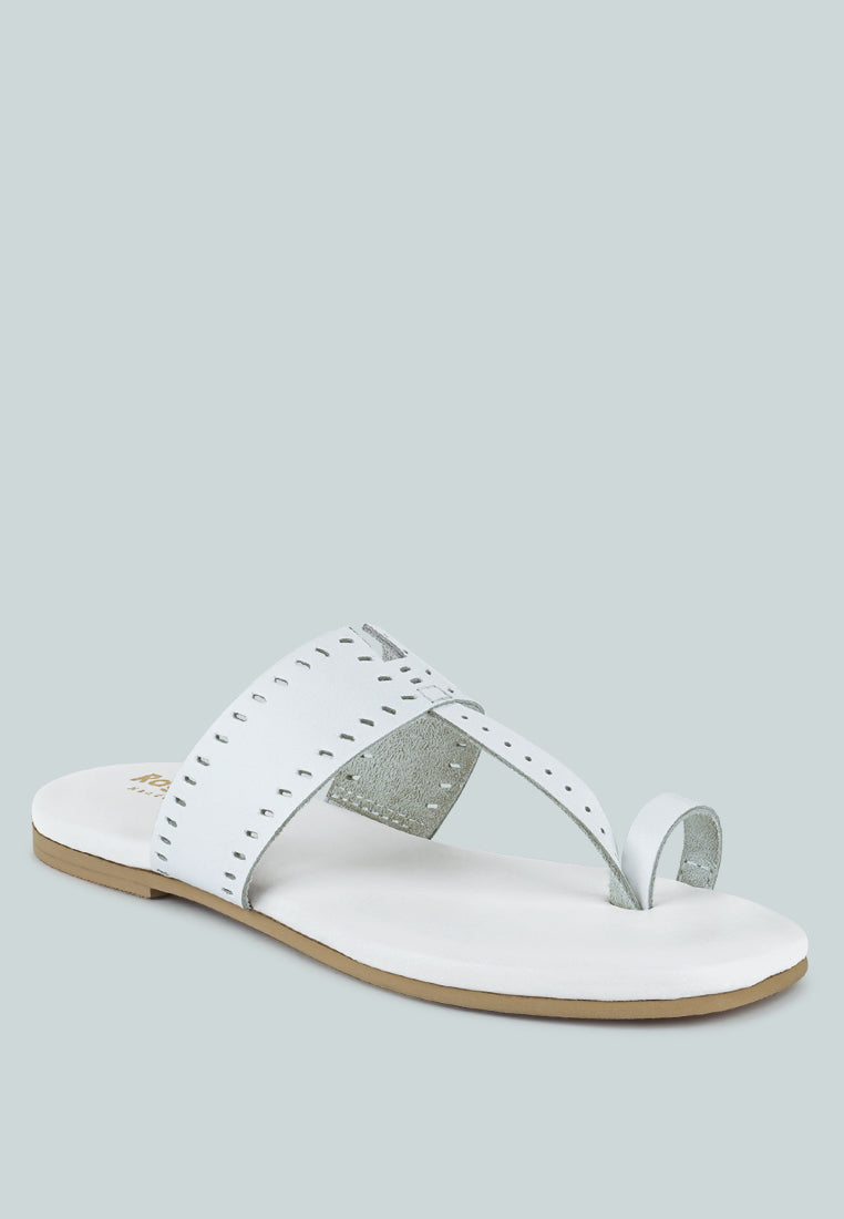  MILA White Toe Ring Thong Slip Ons