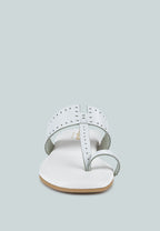  MILA White Toe Ring Thong Slip Ons