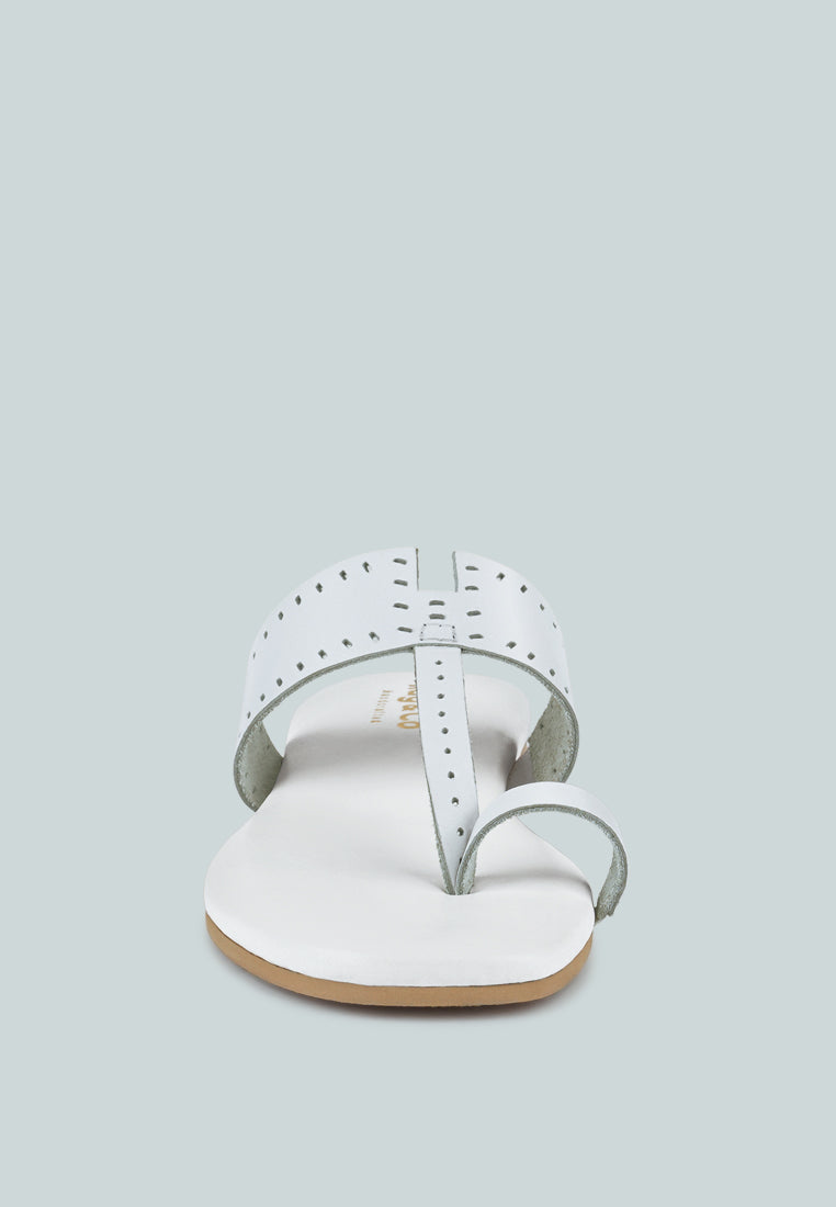  MILA White Toe Ring Thong Slip Ons