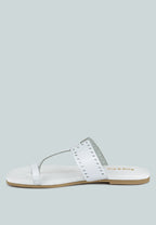  MILA White Toe Ring Thong Slip Ons