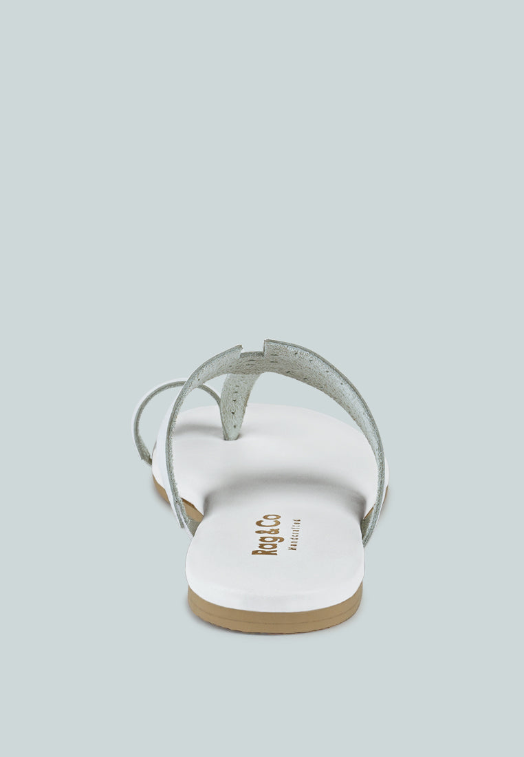  MILA White Toe Ring Thong Slip Ons