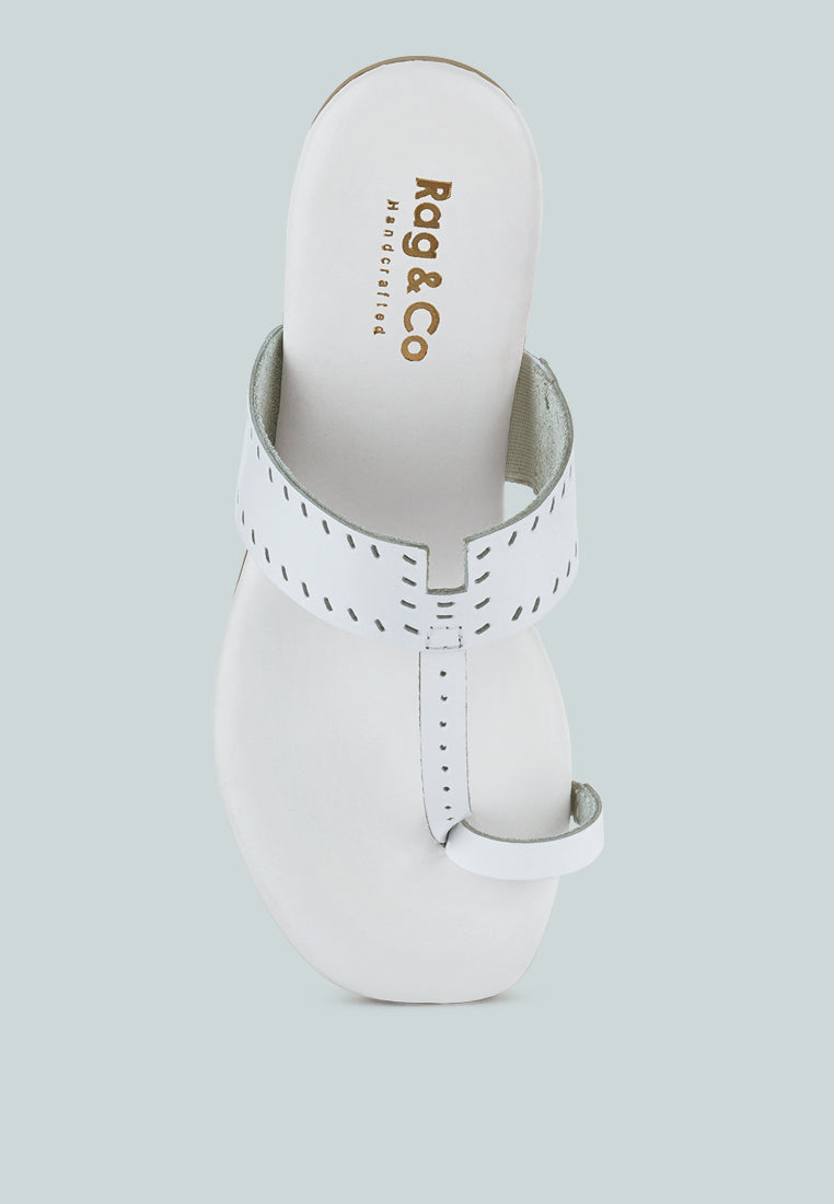  MILA White Toe Ring Thong Slip Ons