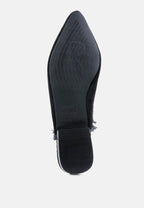  MOLLY Black Frayed Leather Mules